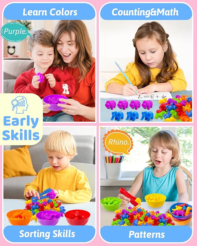 Oomloid Counting Animals Montessori Toys for 3 4 5 Years Old Boys Girls, Preschool Learning Activities Kindergarten Educational Sensory Toys Gifts for Kids Toddlers