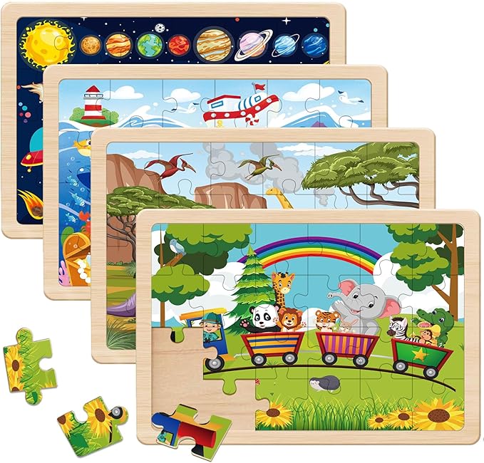 Puzzles for Kids Ages 4-6, 24 Pieces Wooden Puzzles for Toddler Toys for Boys 3-5 Children Jigsaw Puzzles for Kids Ages 4 5 6 7 8 Year Old Toys Boys Girls Gifts