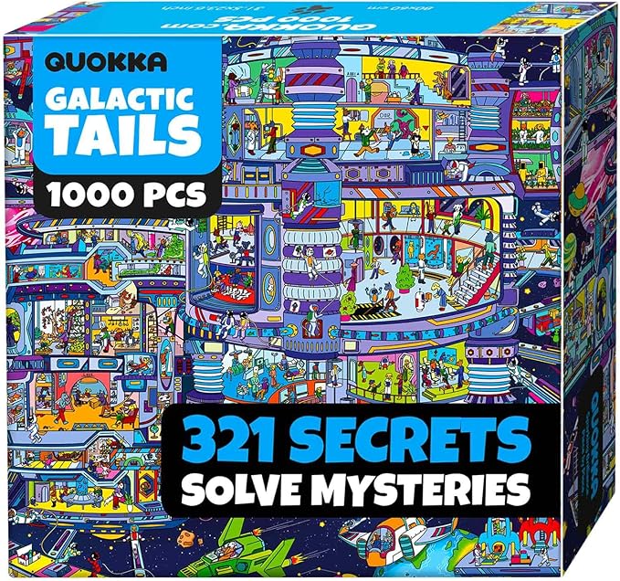 QUOKKA 1000 Piece Jigsaw Puzzle for Adults Galactic Tails – Puzzles for Adults 1000 Pieces Premium Box Packaging - Extra Fun with Hidden Secrets & Audio Story – Perfect Relaxation & Creativity & Gift