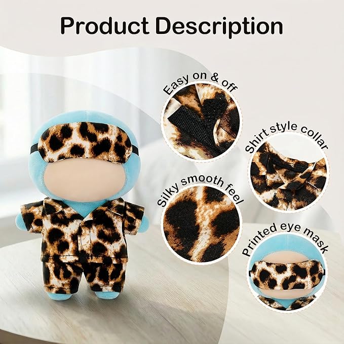 2 Sets 17cm Doll Pajamas Clothes Set, 17cm Doll Outfit with Accessories, Good Night Bedding Pajamas, Sleep Pants & Eye Mask, Dress Up Outfit for Collectors & Display, Gift for Women