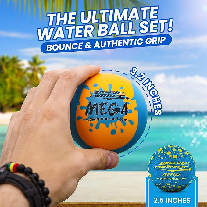 Wave Runner Soft Foam Water Pack Bundle Speed Duo Set Water Bouncing Grip Balls Great Summer Toy Beach Swimming Pool River Lake