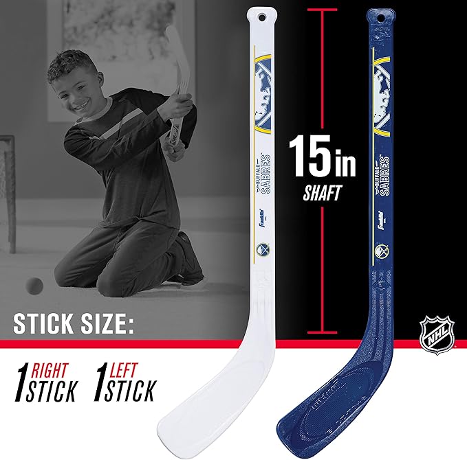 Franklin Sports NHL Mini Hockey Set - Kids Indoor Knee Hockey Goal, Ball, + 2 Stick Combo - Youth Team Indoor Toy Set - Official - Ages 3+