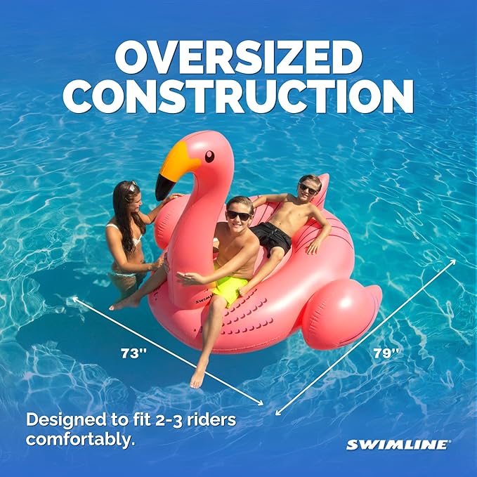 SWIMLINE ORIGINAL 90627 Giant Inflatable Flamingo Pool Float | Stylish Ride-On Raft with Stable Wings & Legs | Lounge Floatie Great for Summer Fun