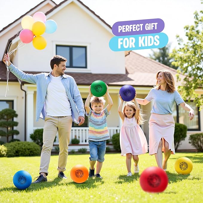EVERICH TOY Playground Balls Kickball, 6 or 12 Pack 8.5" Soft Dodgeballs Bouncy Rubber Kick Balls for Kids Adults Outdoor Indoor, 4 Square Ball School Yard Games for Boys Girls 3-5 5-8 8-12 with Pump
