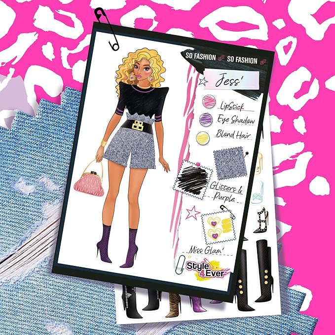Canal Toys Style 4 Ever Fashion Design Studio, Design Your own Fashions, Design Sheets with Stencils, Stickers, and Fabrics, Add Colors, Patterns, and Textures, All Organized in The Stylish Studio