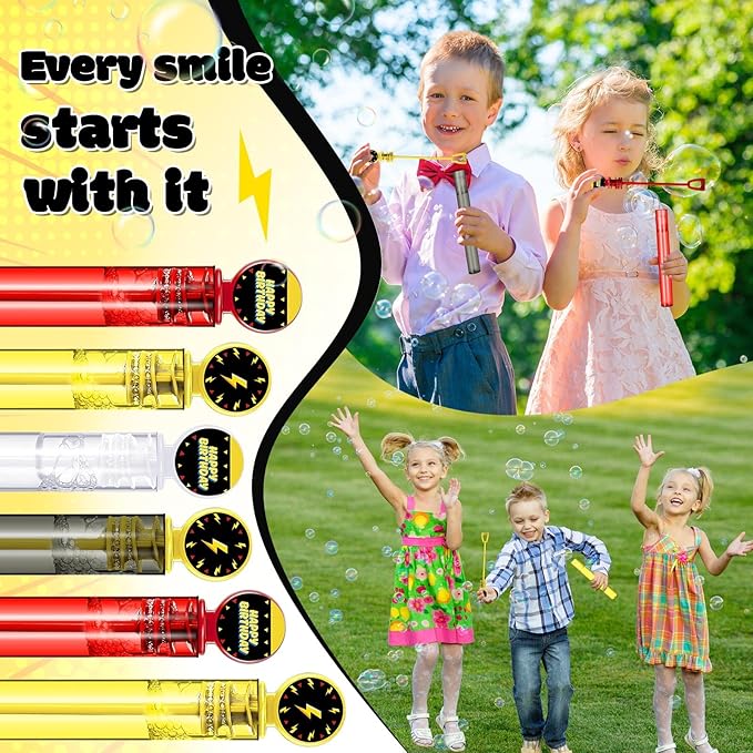 24 Pcs Bubbles Birthday Party Favors for Kids Cartoon Animation Bubble Wand Bulk Video Game Anime Themed Party Decorations Birthday Toy Supplies for Toddlers