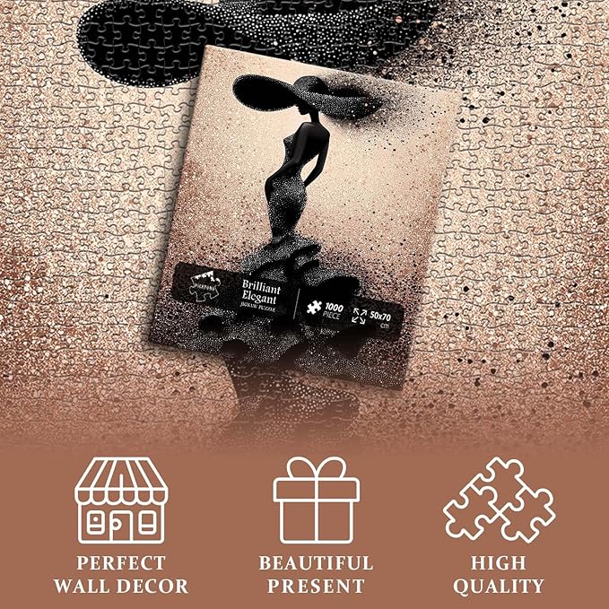 Impossible Puzzles for Adults 1000 Pieces, PICKFORU Black Women Aesthetic Art Puzzle, Beauty Elegant Lady Diamond Aesthetic Art Challenge Jigsaw Puzzle