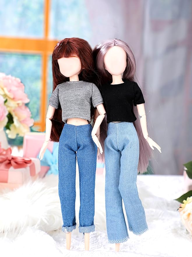 Bencailor 8 Pieces Summer Doll Clothes for 11.5 Inch Doll Accessories Sweaters Denim Pant Regular Outfit Clothing for Girls(T Shirt)