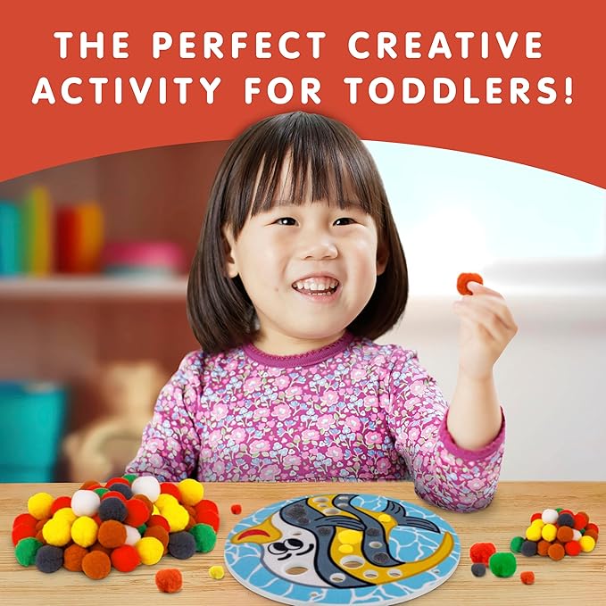 National Geographic Kids Pom Poms Arts and Crafts Kit - Pom Pom Animals Toddler Craft Kit, Preschool Art, Toddler Crafts Ages 3-5, Crafts for Toddlers 2-4 Years, Pom Pom Pictures