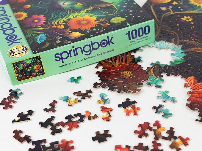 Springbok's Enchanted Cat 1000 Piece Jigsaw Puzzle Features a Mystical Cat in This Halloween Themed Puzzle