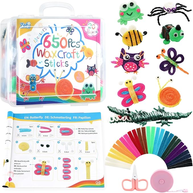 Zefy 3200+ Pcs Crafts Supplies and 650 Pcs Wax Craft Sticks