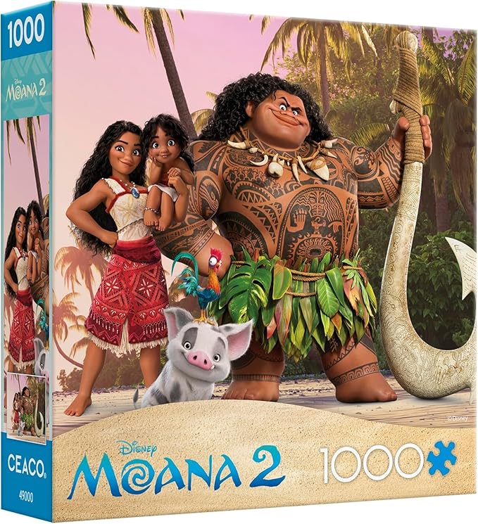 Ceaco - Disney - Moana 2 - On The Beach - 1000 Piece Jigsaw Puzzle - Colorful Puzzle for Adults – Precision-Cut Pieces, Beautiful Artwork, and Hours of Relaxing Fun