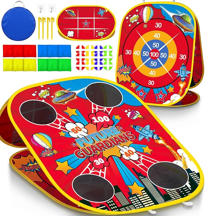 Spider Bean Bag Toss Game for Kids – 3-in-1 Cornhole Board Outdoor Toys for Toddlers, Family Fun Games for Beach & Yard, Birthday Easter Gifts for Ages 3 4 5 6 7 8-12 Year Old Boys Girl