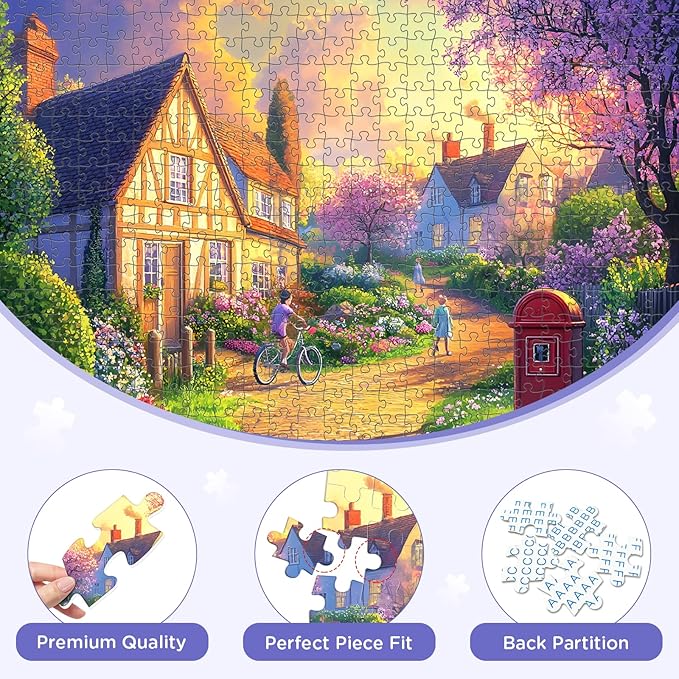 500 Piece Puzzles for Adult, Countryside Jigsaw Puzzle 500 Pieces for Adults Senior, Beautiful Village Sunset House Jigsaw Puzzles, Challenging Puzzle Perfect Game Nights 20.5 X 15 in