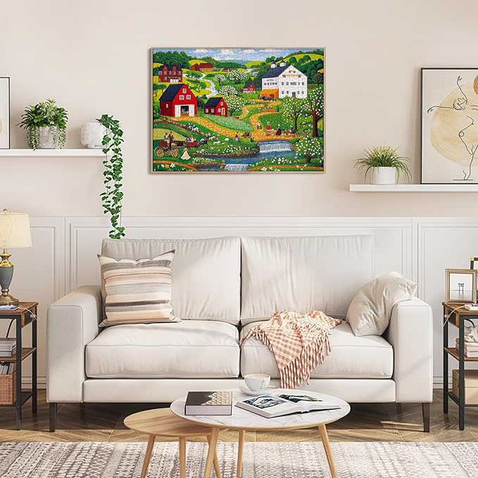 1000 Piece Puzzle for Adults, Spring Farm Puzzles for Adults 1000 Piece, Landscape Jigsaw Puzzle 1000 Pieces, Jigsaw Puzzles with Exquisite Box 28x20IN