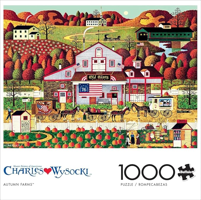 Buffalo Games - Charles Wysocki - Autumn Farms - 1000 Piece Jigsaw Puzzle - Colorful Fall Puzzles for Adults – Precision-Cut Pieces, Beautiful Seasonal Artwork, Hours of Relaxing Fun