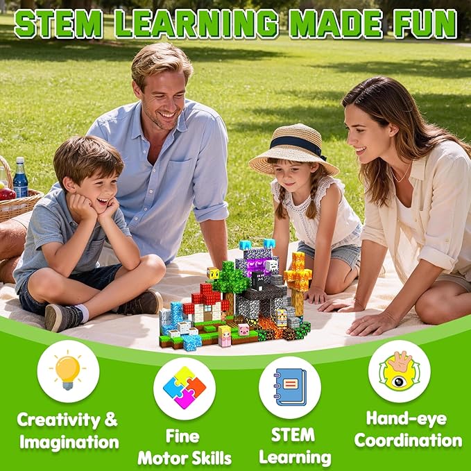 Magnetic Blocks, 208PCS Magnetic Building Blocks, Stacking Magnetic for Kids, Sensory Toy for STEM Constructions Magnetic Blocks for Boys Girls Age 3+, Holiday Birthday Gifts