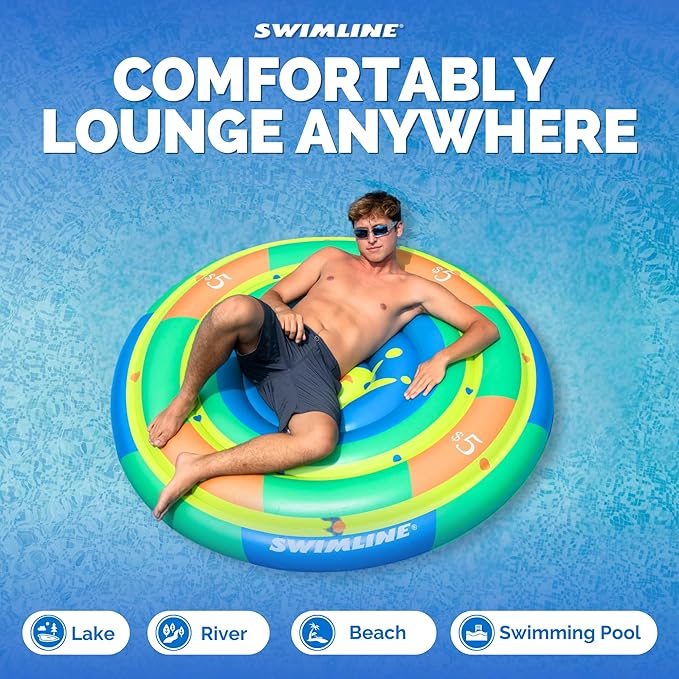 SWIMLINE Original Casino Chip Pool Float – Durable Vinyl Lounger for Adults & Teens – Fun Pool Float for Lake, Beach, or Backyard – Easy to Inflate and Store