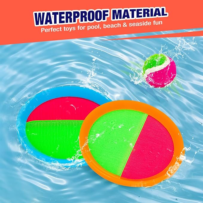 Toss and Catch Ball Game Set - Outdoor & Indoor Activity Toys for Kids - Sticky Paddle Ball Toy for Boys Girls 3 4 5 6 7 8-12 Year Old - Great Games for Beach Pool Yard - Easter Basket Stuffers Gifts