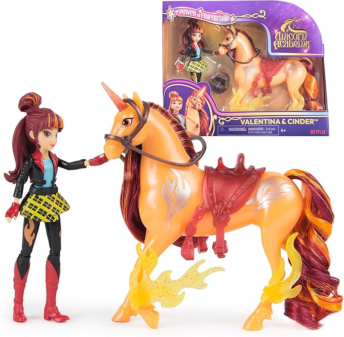 Unicorn Academy, Valentina & Cinder Power of Friendship Set, Translucent Saddle & 2 Power Accessories, Dolls & Unicorn Toys for Girls Ages 4 and up