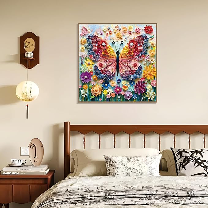 Butterfly Jigsaw Puzzles for Adults 1000 Pieces, Butterflies Difficult Animal Plant Adult and Family Game Challenging Fun Art Wall Decor - Colorful Flower Butterfly Z0814