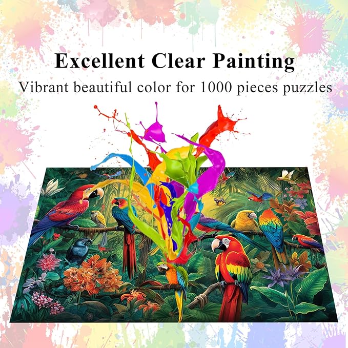 HUADADA Jigsaw Puzzles for Adults 1000 Pieces, Birds in Forest Interlock Perfectly Letter on Back No Dust, Home Decor Birthday Party Toy for Men Women Elders Seniors (27.5"x19.6"), 1:1 Poster