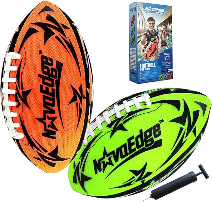 Hydro Water Football - 9.25-Inch Mesh Outer with Rubber Bladder | for All Ages - Pool, Lake, Beach Play | Textured Grip with Real Laces | Includes Pump | Choose 1 or 2 Ball Pack