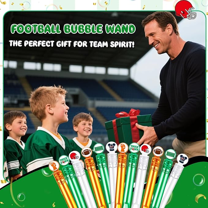24 Pcs Football Party Favors, Football Bubble Wands Bulk, Sports Themed Birthday Gift Party Supplies, Game Day Classroom Prizes, Goodie Bag Stuffers, Rugby Group Games Activities