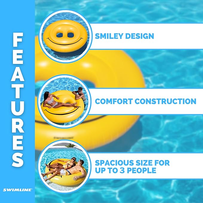 Swimline Smiley Face Pool Float , Yellow