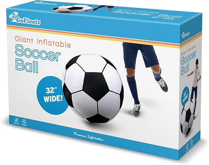 GoFloats Giant Inflatable Soccer Ball - Made from Premium Raft Grade Vinyl, Black & White 2.5 ft