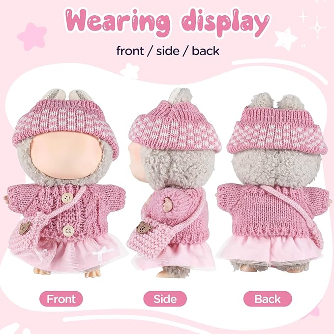 GAGAKU 17cm Doll Clothes Outfit Set, 6.7 inch Mini Dolls Stylish Dress-Up Replacement Clothing, Collectible Accessories, Doll Not Included - Pink Style