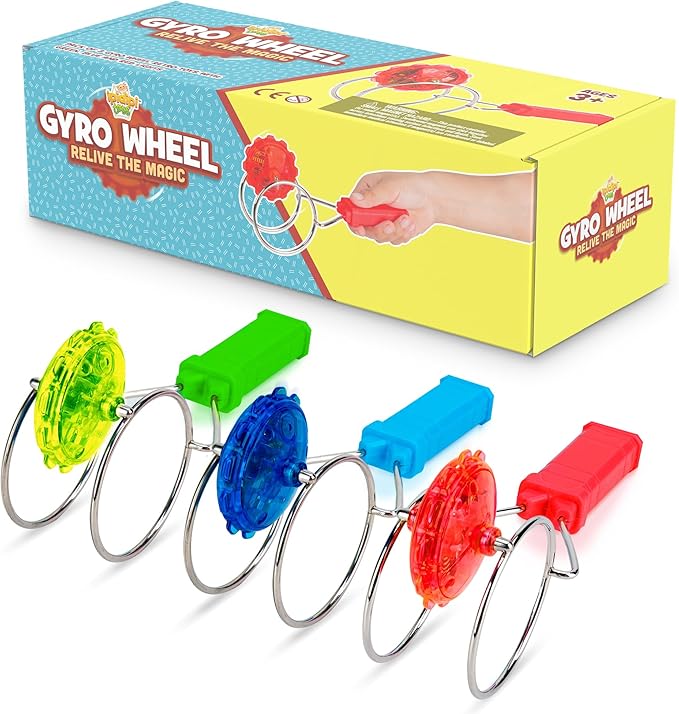 IPIDIPI TOYS Retro Magic Gyro Wheel – 3 Pack Light Up Magnetic Rail Twister Fidget Toy – Classic Vintage Spinning Sensory Fidget Toys, Nostalgia Gifts, Party Favors and Easter Basket Stuffers for Kids