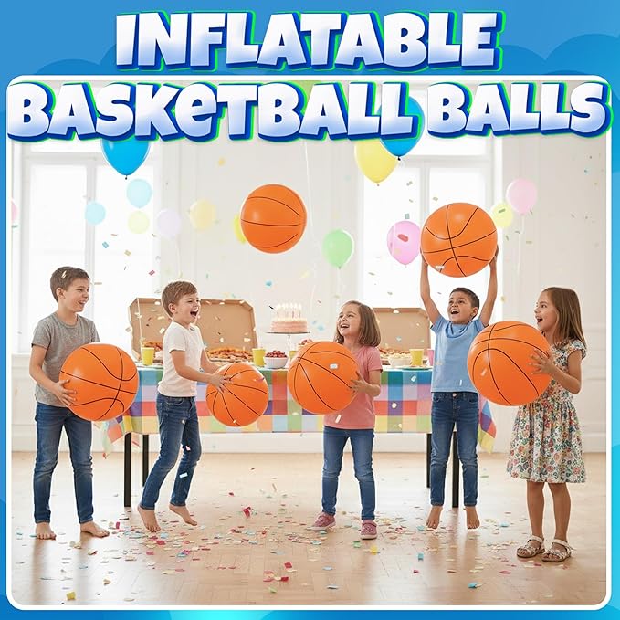 Inflatable Beach Balls (6 Pack) - 16-Inch Durable PVC Blow Up Beach Balls for Kids, Easy to Inflate, Summer Pool Float, Party Favors, Sports Theme Decorations, Giveaways & Outdoor Toys