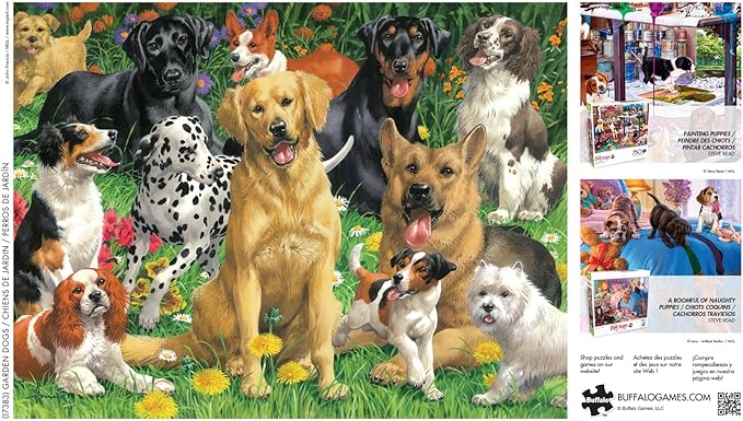 Buffalo Games - John Francis - Dog Days - Garden Dogs - 750 Piece Jigsaw Puzzle for Adults - Challenging Puzzle Perfect for Game Nights - Finished Size is 24.00 x 18.00