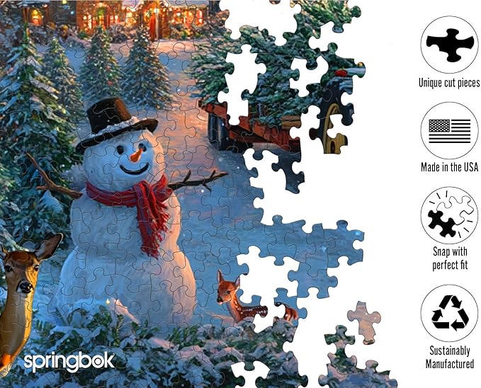 Springbok Bringing Home Christmas 1000 Piece Jigsaw Puzzle for Adults - John Deere Holiday Farm - Unique Cut Pieces - Made in USA