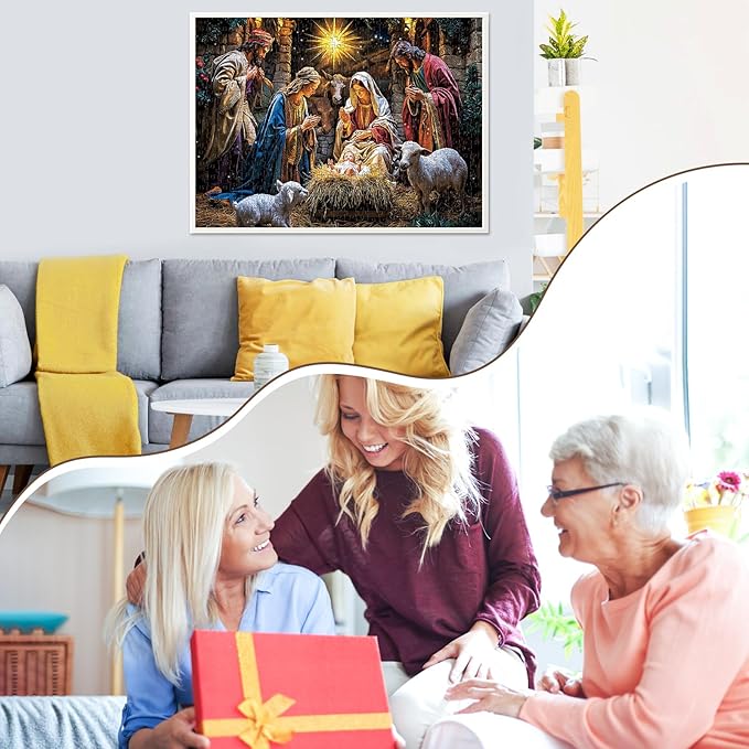 500 Piece Puzzle for Adults,Holiday Christ is Born Puzzles for Adults Elderly,Recycled Cardboard Nativity Puzzles 500 Piece,Challenging Family Game Great Gift for Family Friends,20.5 x 15 in