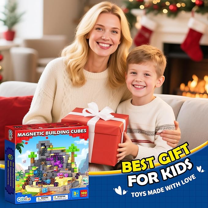 Coodoo Magnetic Blocks, Build Mine Magnet World Set for Kids Ages 4-8, Magnetic Tiles Toddler Outdoor Toy STEM Construction Building Blocks Sensory Toys for Boys & Girls Ages 3+ Kids Games