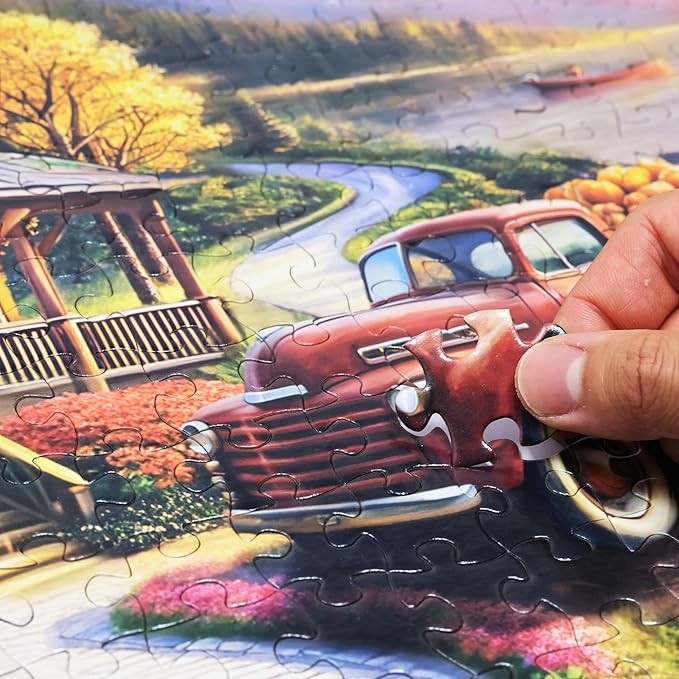 Think2Master Lakeside Mountain Retreat 500 Pieces Large Format Jigsaw Puzzle: 13+, Teens, Adults & Families. Escape to a World of Tranquility and Rustic Charm. Great Gift. Size: 26.8” X 18.9”