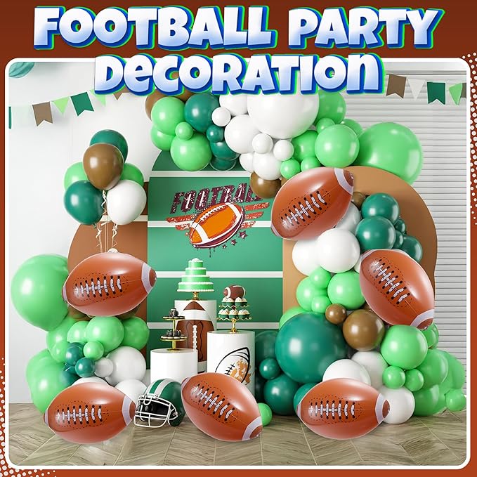 Bedwina 12-Pack 16" Inflatable Footballs for Football Party Decorations & Party Favors – Blow-Up Sports-Themed Beach Balls for Game Day & Birthday Supplies, Goodie Bag Stuffers