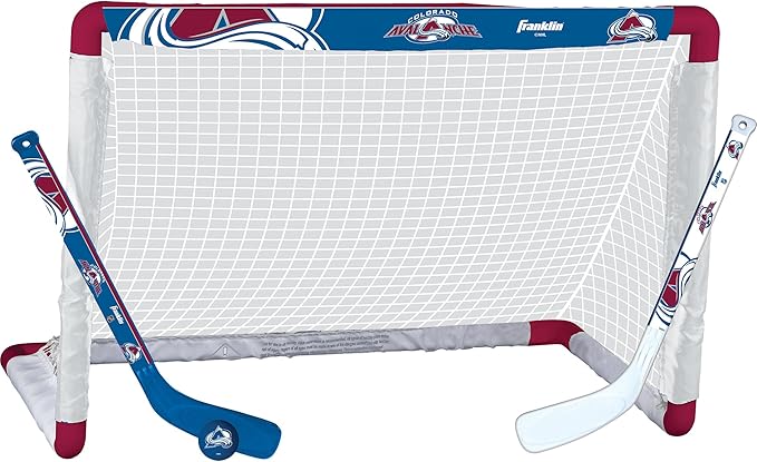 Franklin Sports NHL Mini Hockey Set - Kids Indoor Knee Hockey Goal, Ball, + 2 Stick Combo - Youth Team Indoor Toy Set - Official - Ages 3+