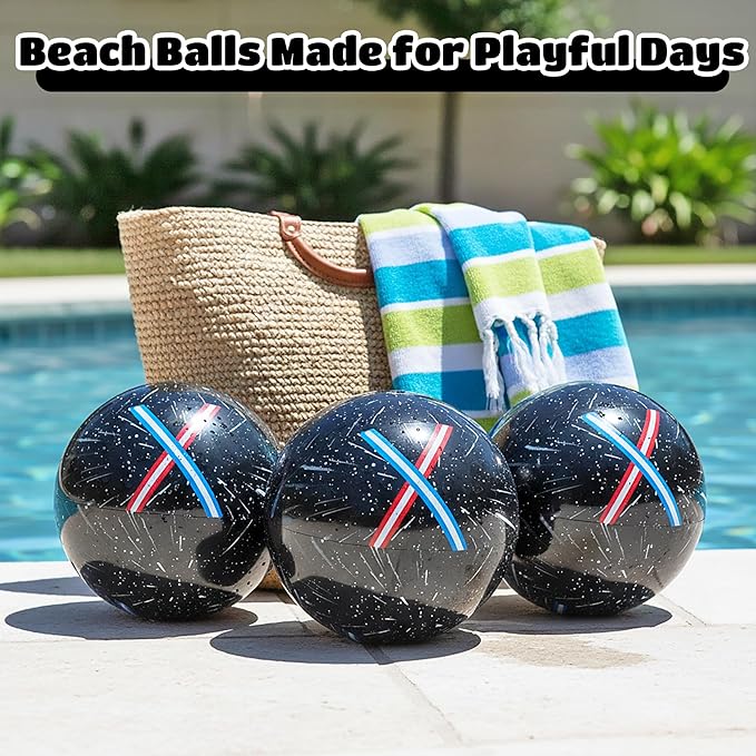 12 Pack Beach Ball Set, Reusable Colorful Inflatable Ball with Vacuum Storage Bag for Pool Party, Beach Games