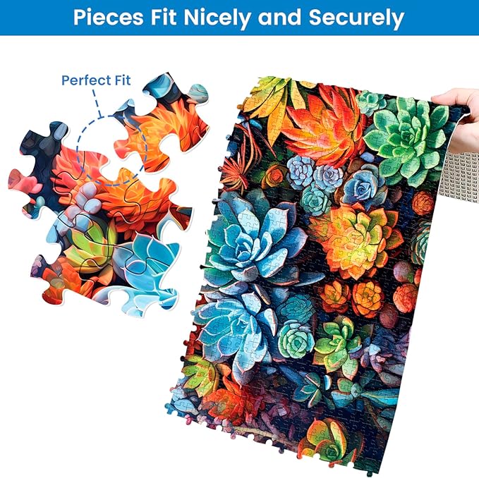 2 Pack Puzzles for Adults 1000 Pieces-Succulents and Mushrooms Difficult Jigsaw Puzzles for Adults,Hard Jigsaw Puzzle Decorations DIY Leisure Game Toy Suitable Family Friends(27.5x20 inches)