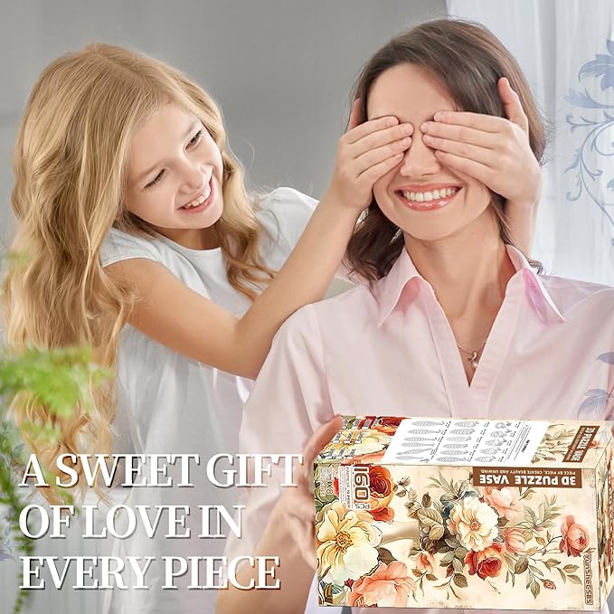 3D Puzzles Vase for Adults, Crafts for Adults, 160 Pieces Plastic DIY Unique Flower Vase with LED Light House Warming Gift Birthday Gifts for Flower Arrangements and Home Decor (Sea and House)