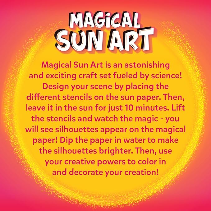 Skillmatics Sun Paper Art Kit - Mess-Free STEM Craft Kit for Kids, Design with Stencils, Create with Sunlight, Color with Markers, Indoor Play, Gifts for Ages 4, 5, 6, 7, 8, 9, 10, 11, 12