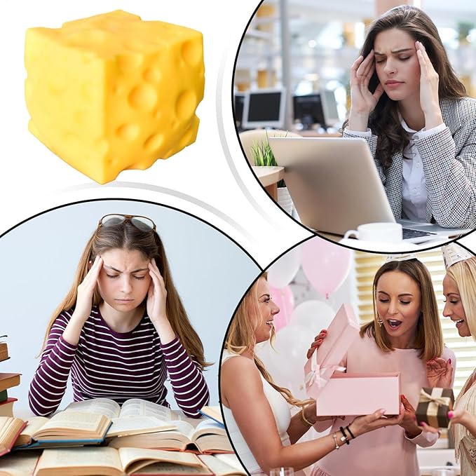 Easy Sqweezy Super Cheesy, Squeeze This Big, Fun, squiishy, Slow Rising, Extra Soft Giant Block of Cheese for Stress Relief - Sensory / Fidget Novelty Toy and Gift for Kids and Adults