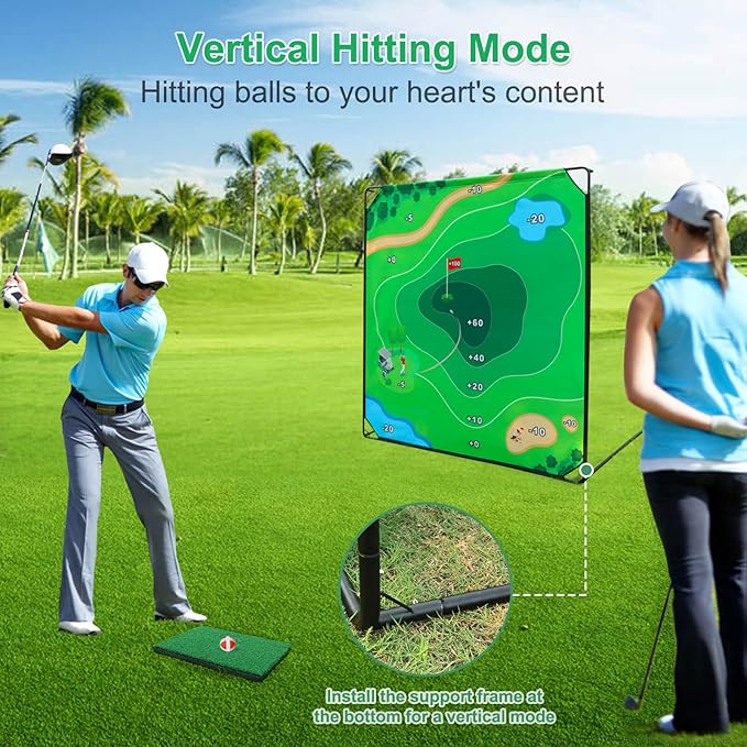 Golf Chipping Game Set, 71"x71" Portable Sticky Golf Game for Chipping Practice with Sticky Balls & Storage Bag for Indoor Outdoor (Double-Sided)