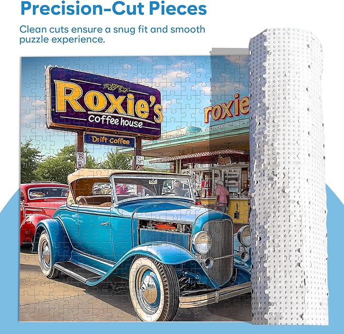 3 Pack 500 Pieces Jigsaw Puzzles, Retro 500 Piece Puzzles for Adults, Car Recycled Cardboard Puzzle for Seniors Teens, Interlock Perfectly Letter on Back, Home Decor Birthday Gift, 20.5 x 15 in