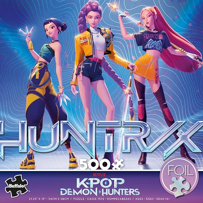 Buffalo Games – Kpop Demon Hunters - for The Fans - 500 Piece Foil-Finish Jigsaw Puzzle - Colorful Puzzles for Adults – Precision-Cut Pieces, Beautiful Artwork, and Hours of Fun