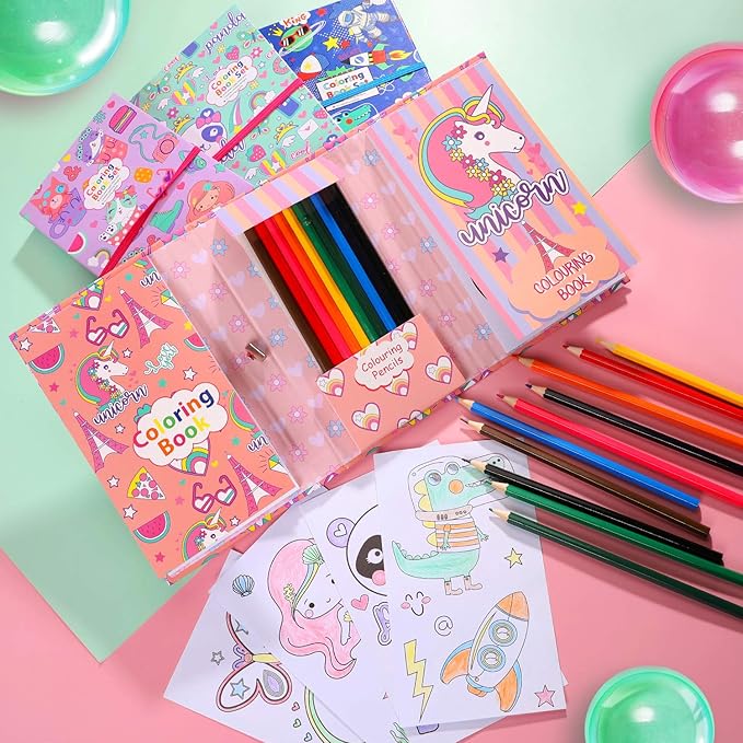 YOYTOO Panda Coloring Book Set with Coloring Pages & Colored Pencils, Art Supplies for Kids Ages 4-6-8, Arts Crafts Travel Coloring Kit for Girls 4 5 6 7 8 Year Old Birthday Gifts