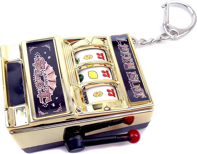 MAGIKON Mini Slot Machine Toy, Funny Lucky Slot Machine Bank with Spinning Reel and Keychain, Nice as Creative Festival Present Birthday Cake Decoration
